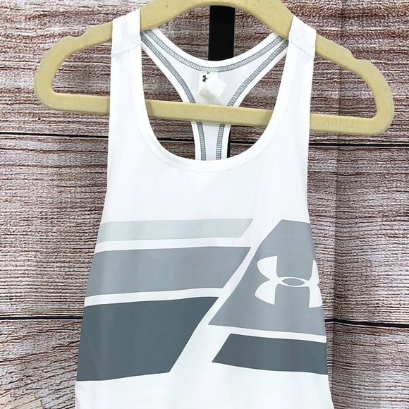 Under Armour White and Grey Racerback Tank Top Size Youth XS - Picture 2 of 9